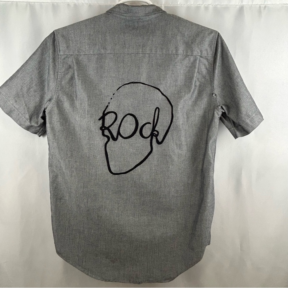 Zadig & Voltaire Men's Size L Short Sleeve button down Shirt Swann Skull Rock